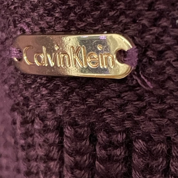 Calvin Klein women’s Knitted crew neck pullover sweater color Plum/ Aubergine L - Picture 4 of 6